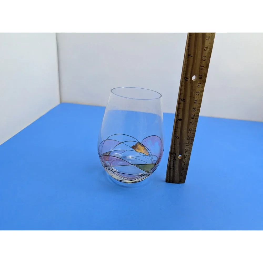 Vintage Stained Glass Painted Bezrat Wine Glass 5